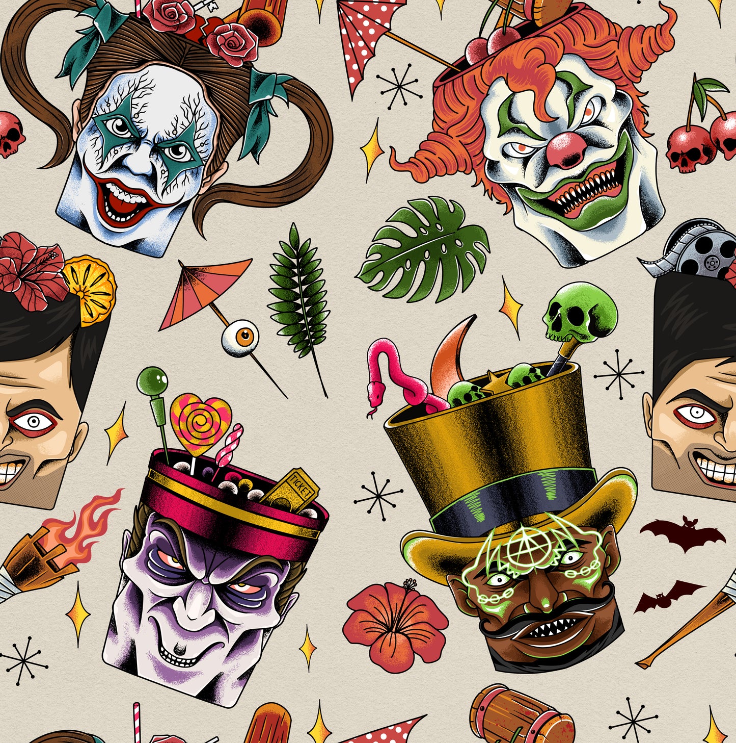 Infernal Carnival Tiki Button-Up